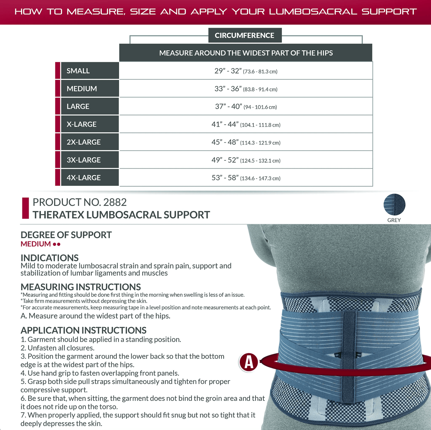 2882 / THERATEX LUMBOSACRAL SUPPORT