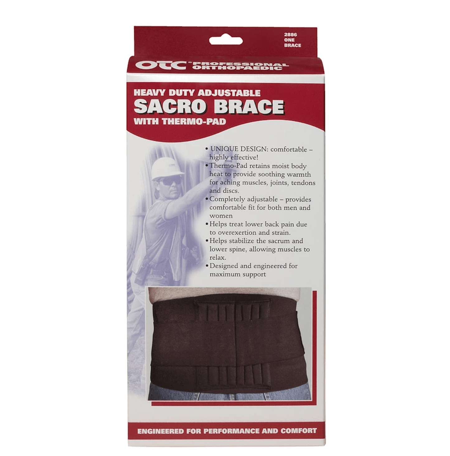 2886 / HEAVY DUTY ADJUSTABLE SACRO BRACE / THERMO PAD